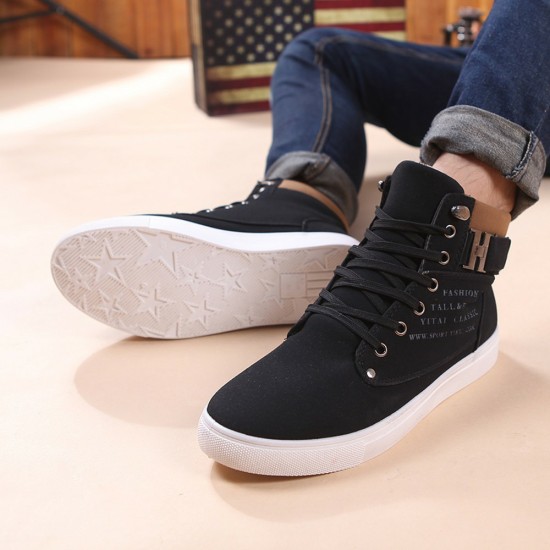 Fashion Mens Oxfords Casual High Top Shoes Leather Shoes Canvas Sneakers New 