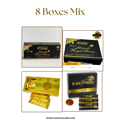 8 Boxes Mix from 4 brands Black Original Honey 100%