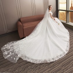 Wedding Dress New Autumn Korean Style Shoulder Simple Bride Wedding Dress Tail 2021